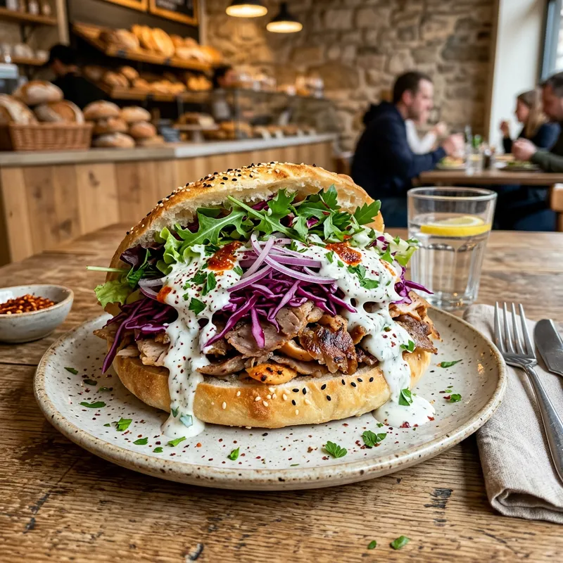 Delicious Kebab on Traditional Bakery Bread Delicious Kebab on Traditional Bakery Bread