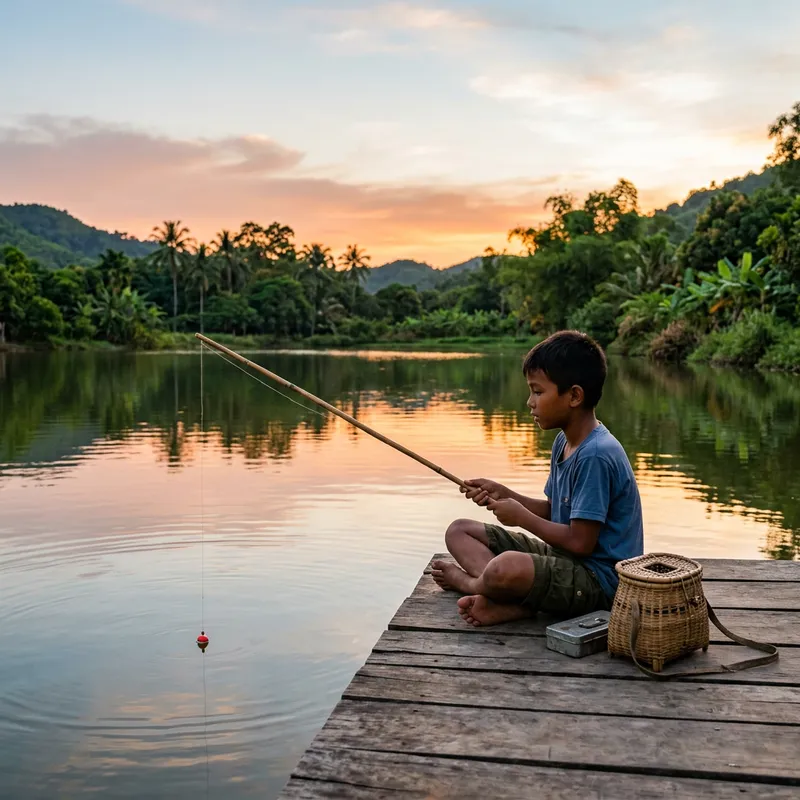 Kiên Fishing at Peaceful Lake