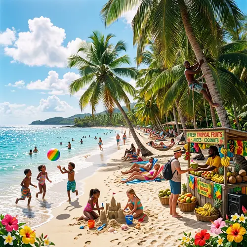 Vibrant Tropical Beach Fun: A Colorful Escape