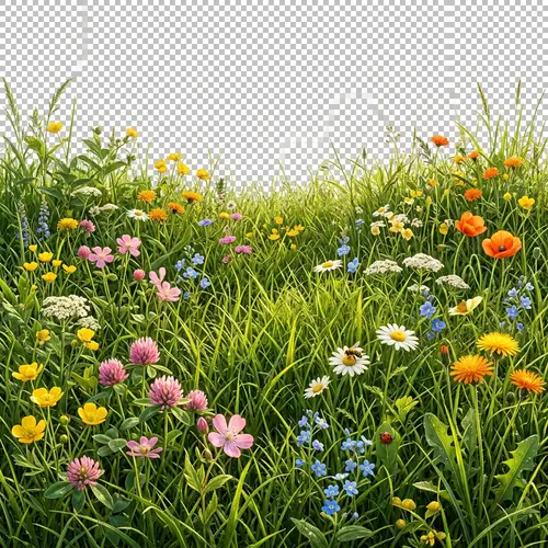 Lush Cinematic Grassland with Wildflowers Art