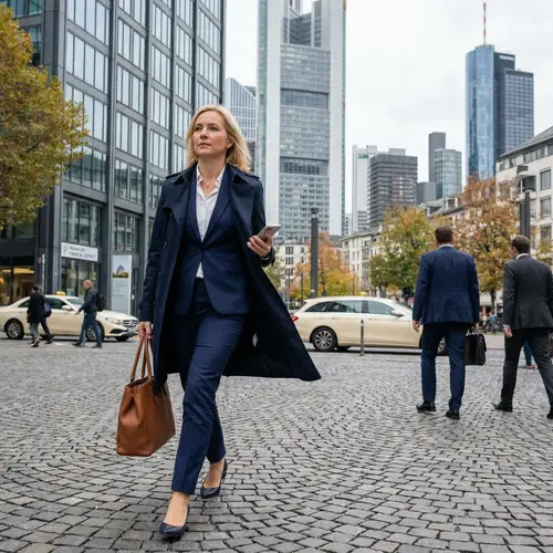 Blonde Investment Banker in Frankfurt City