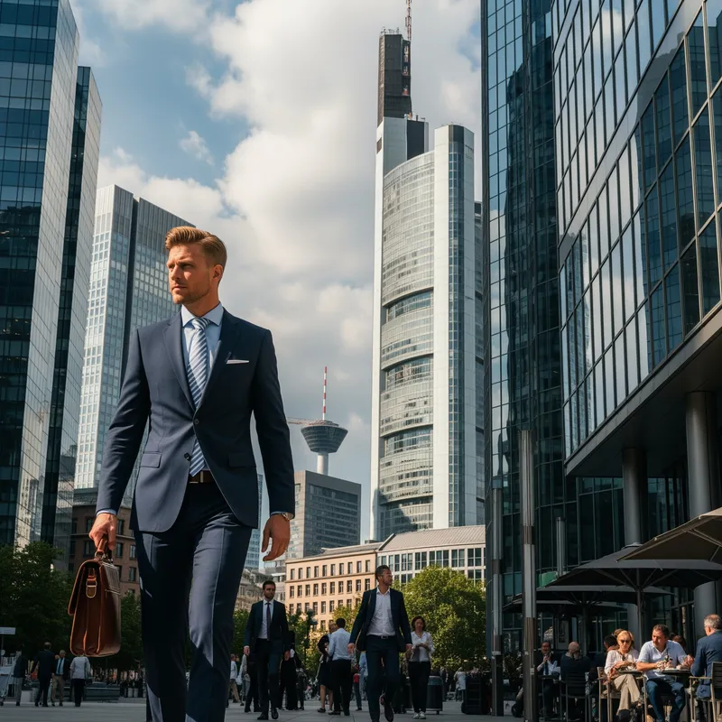 Blonde Investment Banker in Frankfurt City