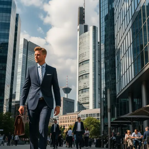 Blonde Investment Banker in Frankfurt City