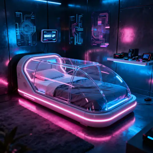 Cyberpunk Vibe Bedroom with Capsule Bed