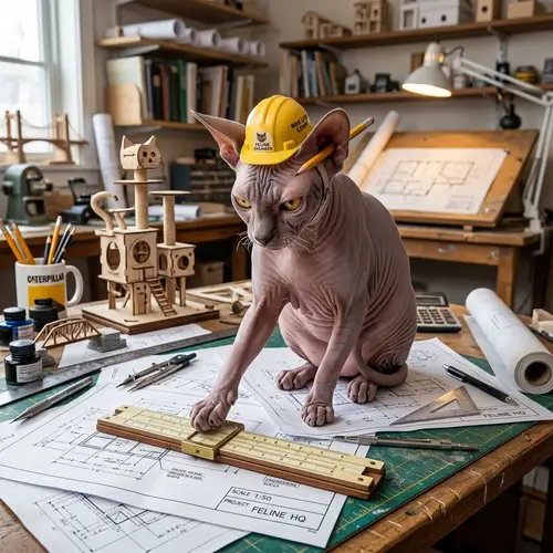 Sphynx Cat Engineering Work | Funny Feline 'Engineer'