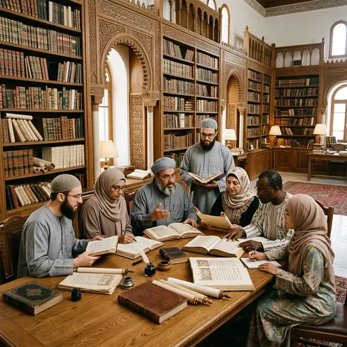Diverse Muslim Scholars in Rich Islamic Library - Discussion