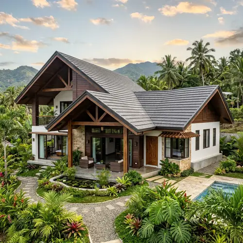 Asymmetrical 3-Bedroom Bungalow Design