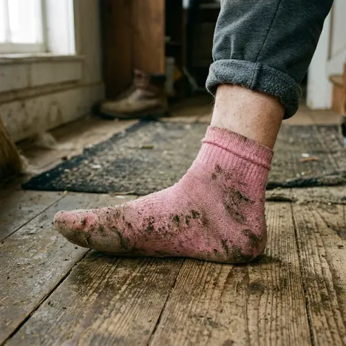 Cute Dirty Pink Sock on Foot
