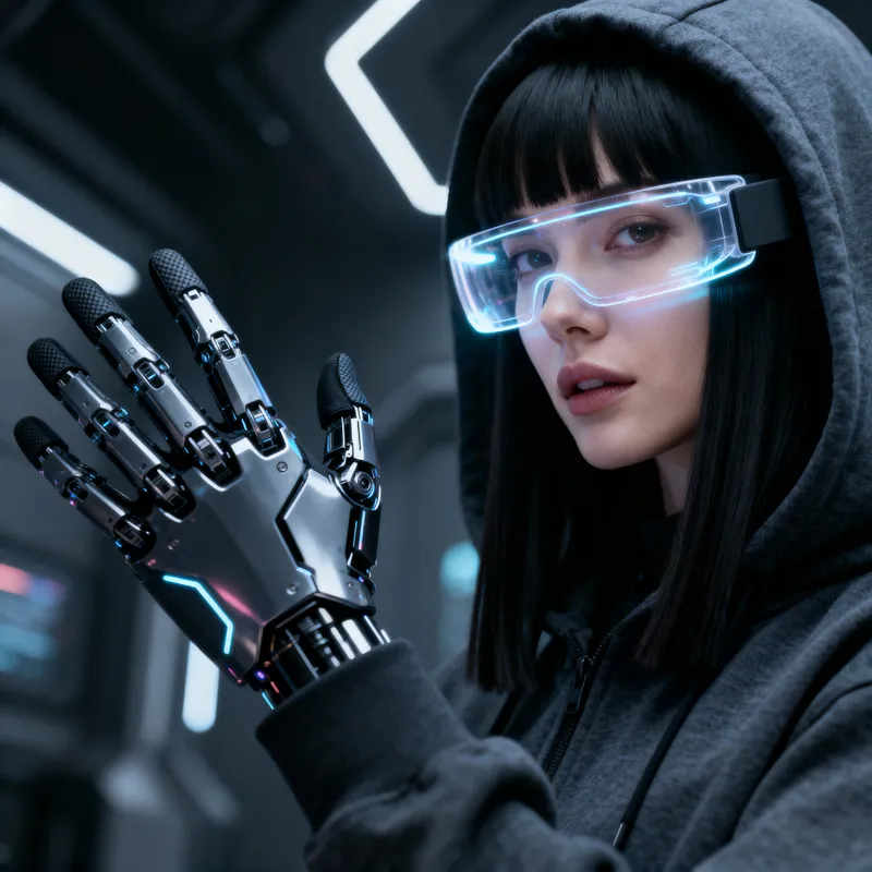 Futuristic Cyberpunk Woman in VR Glasses Futuristic Cyberpunk Woman in VR Glasses