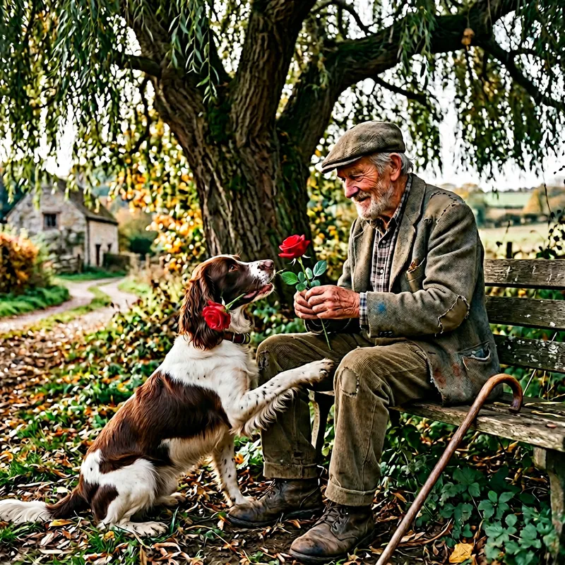 Heartwarming Moments: Dog Brings Rose to Old Man Heartwarming Moments: Dog Brings Rose to Old Man