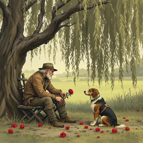 Heartwarming Moments: Dog Brings Rose to Old Man
