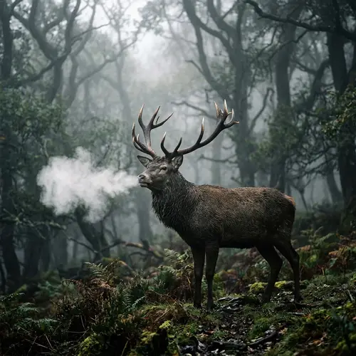 Majestic Stag Breathing in the Mist