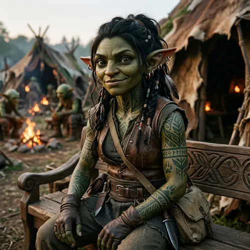 Gorgeous Female Goblin with Tattoos