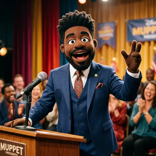 Charismatic Muppet-Inspired Man in a Suit