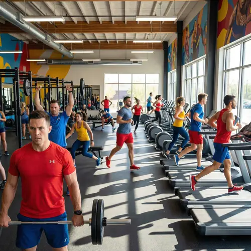 Vibrant Fitness Scene in a Modern Gym