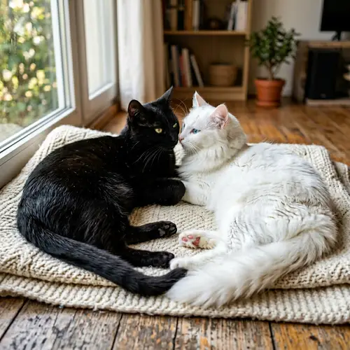 Black and White Cats with Heart Symbol | Lovely Pet Duo