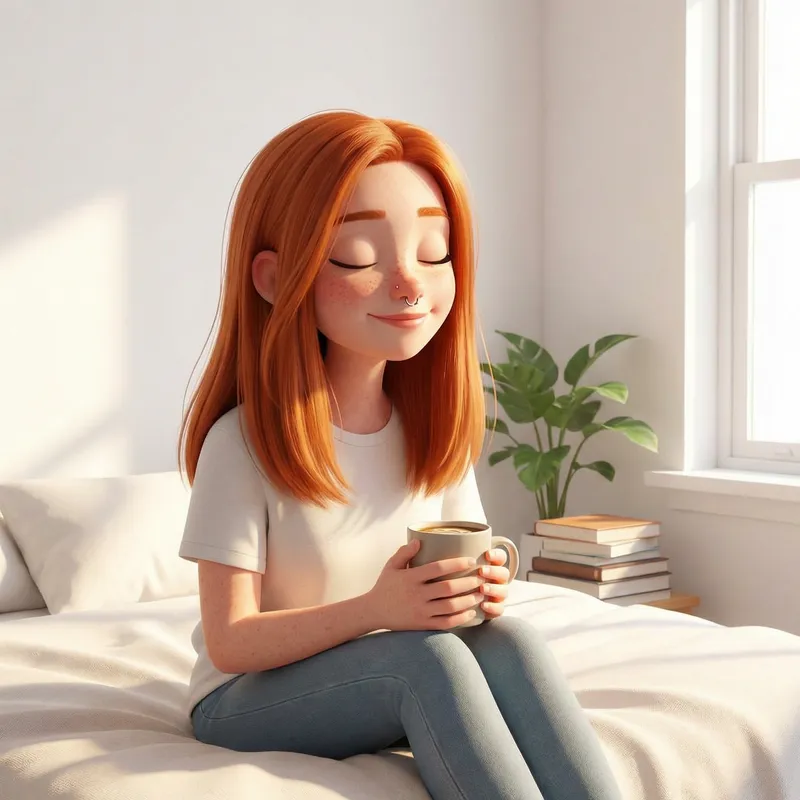 Redhead Girl Relaxing in Sunlight