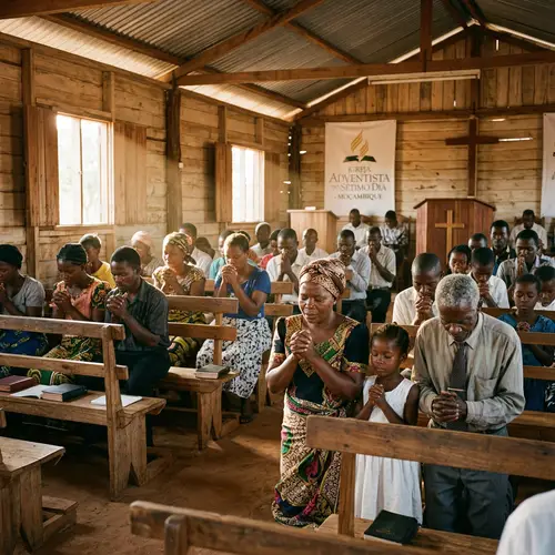 Seventh-day Adventist Church Members Praying in Mozambique