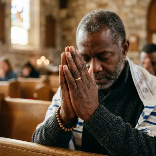 Praying Hands: Powerful Image of a Black Man in Prayer