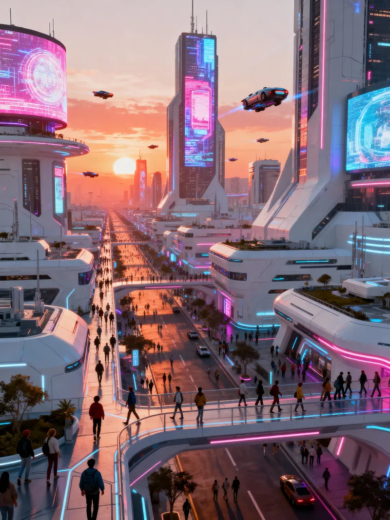 Futuristic Cityscape: A Drone's Eye View Futuristic Cityscape: A Drone's Eye View