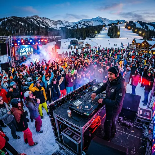 Lively Apres Ski Party: DJ, Skiers & Snowboarders | Winter Sports