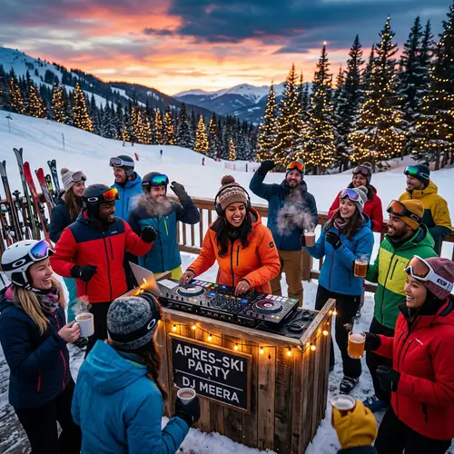 Atmospheric Après-Ski Party with South Asian DJ | Ski Slopes Sunset