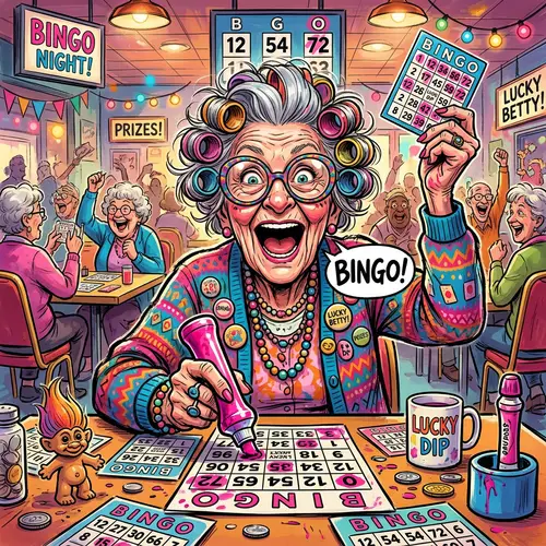 Playful Bingo Player Illustration in Comic Style