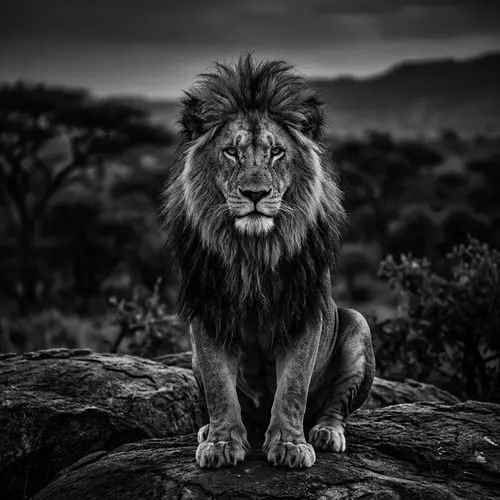 Monochromatic Majestic Lion Drawing | Powerful Wildlife Art