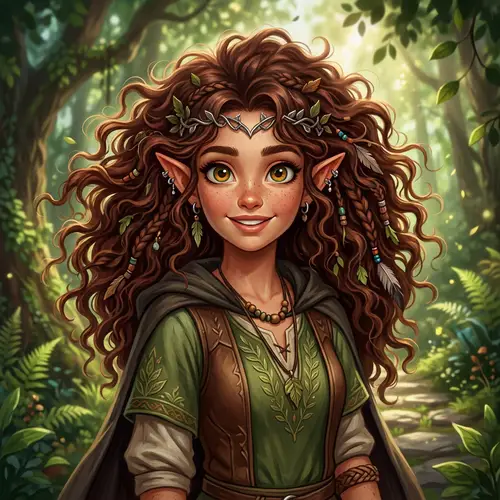 Enchanting Half-Elf Woman with Big Eyes and Hair