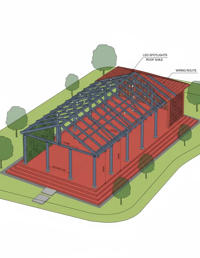 CAD Drawing of a Steel Structure Multipurpose Hall