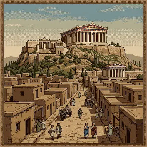 Retro Pixel Art of 5th Century BC Athens