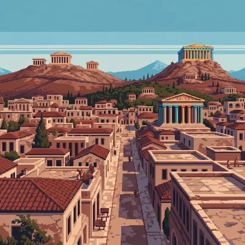 Retro Pixel Art of 5th Century BC Athens