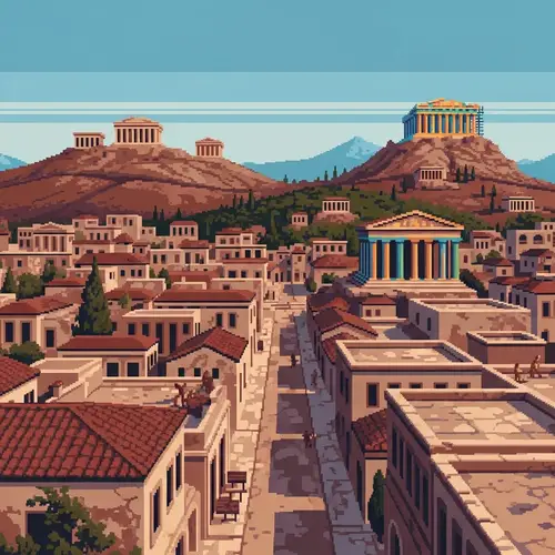 Retro Pixel Art of 5th Century BC Athens