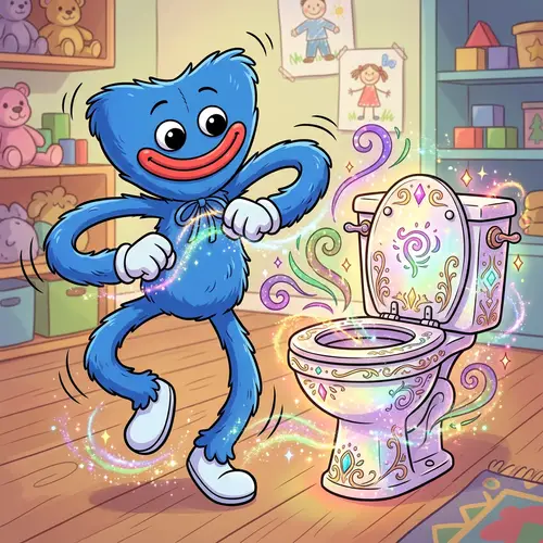 Huggy Wuggy Skibidi Dance Transforms Toilet - Magic Illustration