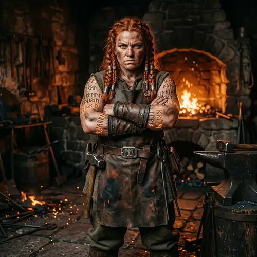 Fierce Female Dwarf in the Forge: A Tribute to the Fallen