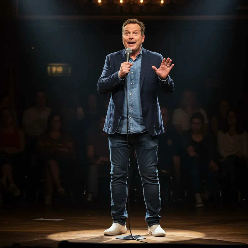 54-Year-Old Male Stand-Up Comedian on Stage