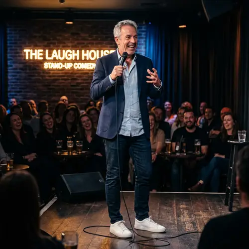 54-Year-Old Male Stand-Up Comedian on Stage