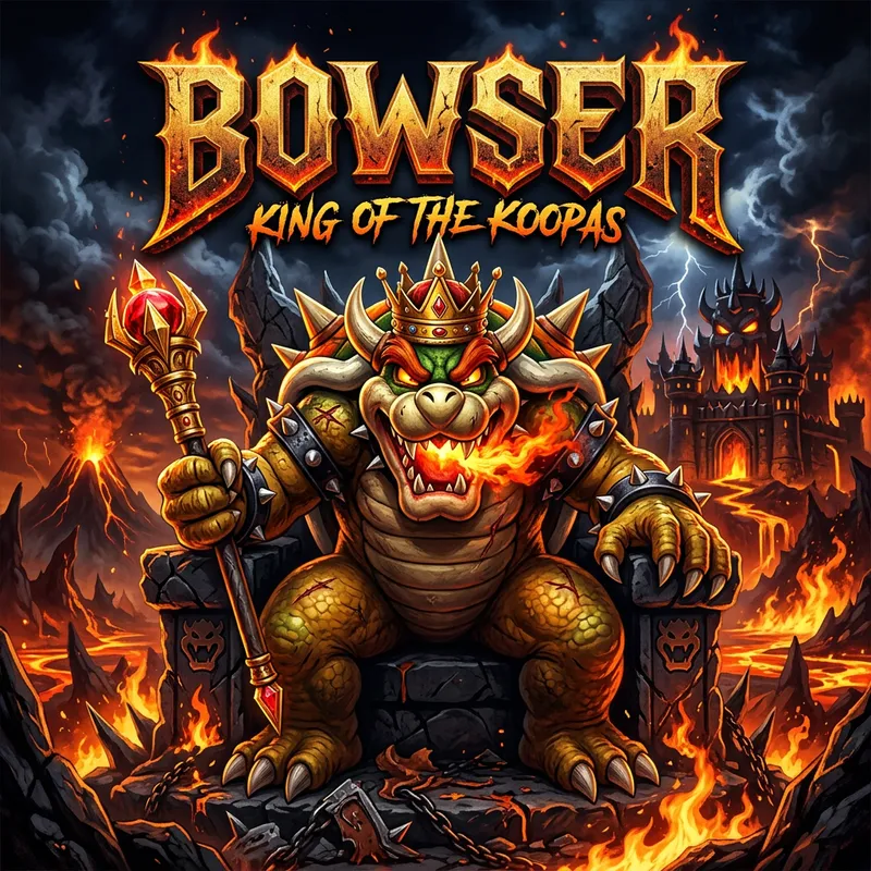 Bowser Song Cover Art - Crowned Character Centerpiece