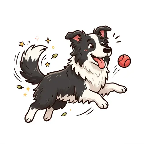 Cute Cartoon Border Collie Playing Design