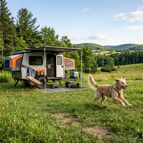 Lightweight Expandable Camping Trailer with Dog Fun