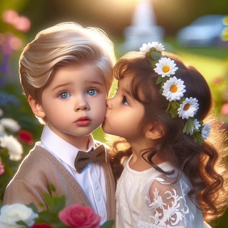 Sweet Kiss in Serene Setting | Boy & Girl Sharing Tender Moment Sweet Kiss in Serene Setting | Boy & Girl Sharing Tender Moment