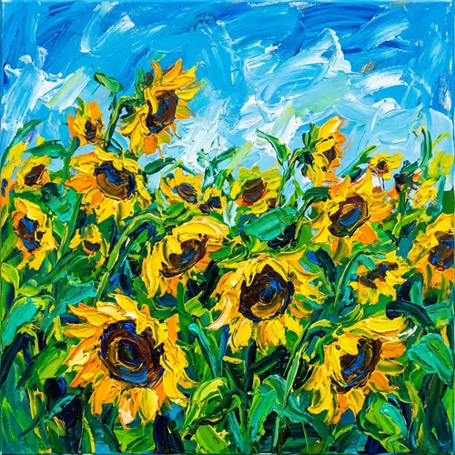 Abstract Sunflowers: A Vibrant Field of Color