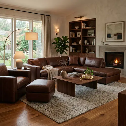 Luxurious Leather Furniture Setup for Modern Interior Design