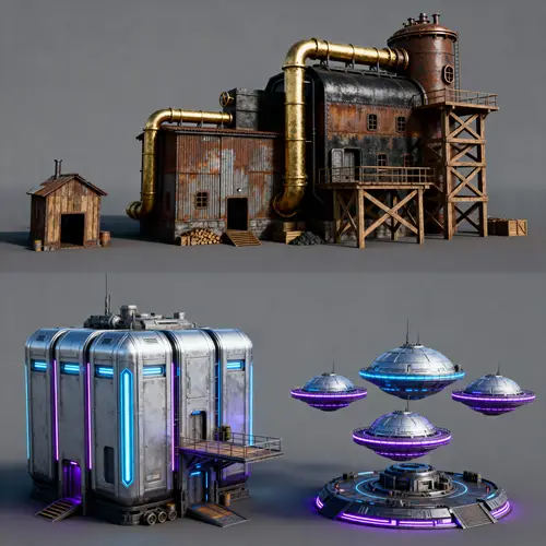 Game-Ready Mining Building Models for Design Concepts