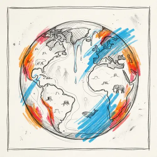 Aftermath of Climate Change: Earth, Endangered Wildlife, Melting Ice Caps