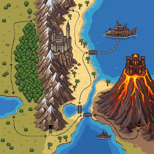 Pixel Art Adventure: Top Down View Game Level Selector