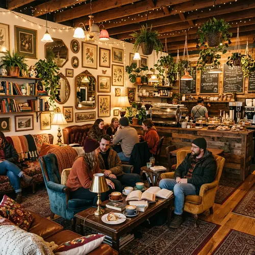 Maximalist Cozy Coffee Shop Experience
