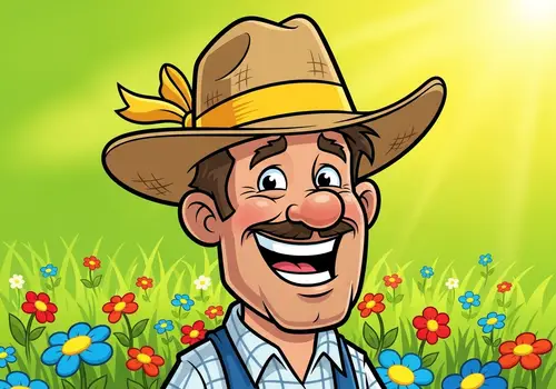 Cheerful Cartoon Farmer Illustration