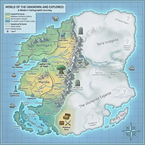 Modern Map of Explored & Unexplored Territories