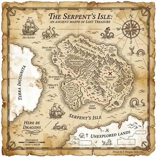 Vintage Treasure Map - Adventure Awaits